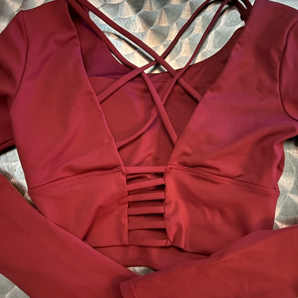 Red Athletic Top with Open Back - Picture 4 of 4